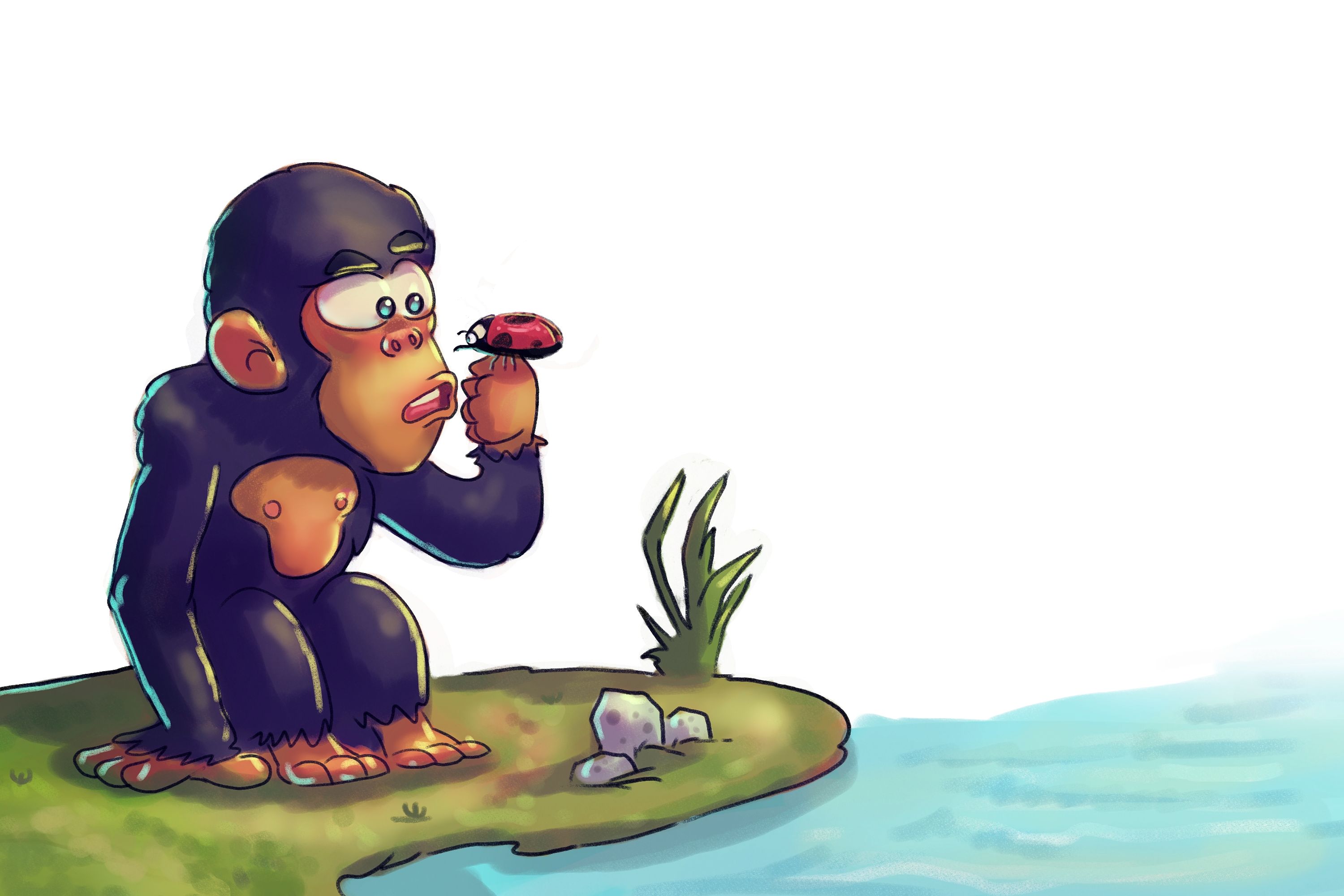 Ladybug and Monkey inside spread